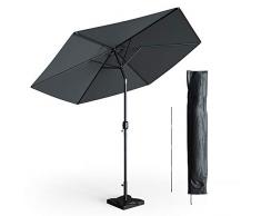 Oskar Sonnenschirm Set 270cm inkl Schutzhülle + Ständer Gartenschirm Marktschirm (Anthrazit)