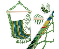 Kesser® Hängesessel mit Polsterung 150kg Hängesitz Sitzpolster atmungsaktiv geflochten Hängestuhl Hängeschaukel Indoor Garten, Mix Grün