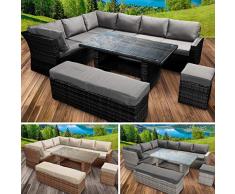 BRAST Poly-Rattan Gartenmöbel Essgruppe Lounge Set Sitzgruppe Outdoor Möbel Garten Garnitur Sofa Holidays 3 Farben Schwarz Grau
