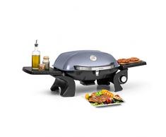 Klarstein Parforce One Gasgrill BBQ-Gasgrill mit 3,5kW - bis 300 °C, Gastyp: Butan/Propan, 12000 BTU, Edelstahl, SNJS SnapJetIgnition System, 50 x 39 cm große Grillfläche, Deckel, grau