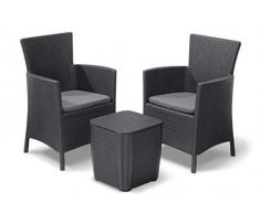 Allibert Iowa Balcony Set Balkonset, Graphite/cool Grey (Poly Cotton Cushion)