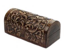 budawi-Deko & Schönes Holztruhe Lebensbaum Mangoholz 17 x 8 cm Holzbox Holzkiste Schmuckkästchen