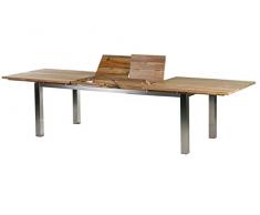 Diamond Garden Ausziehtisch Levanto aus hochwertigem Edelstahl, rechteckige Tischplatte aus Teakholz mit Breiten Lamellen, 220/320 x 100 x 76,5 cm, Gartentisch Dinnertisch für 10 Personen, wetterfest