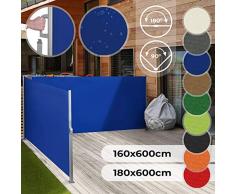 Jago Doppel Ausziehbare Seitenmarkise für Balkon Terrasse Garten - Farbauswahl/Größenauswahl 160x600cm 180x600cm - Windschutz, Sichtschutz, Seitenwandmarkise, Seitenrollo, Sonnenschutz