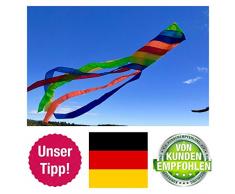 molinoRC Wunderschöner Windsack | Rainbow leuchtende Farben | D 15cm | L 130cm | wetterbeständig Windsocke | Windspiel | Wetterfahne | stabile Aufhängung | Regenbogen | 
