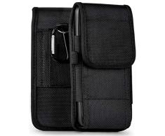 MoEx Leichte Handytasche mit doppelter Gürtel-Schlaufe für Samsung Galaxy A71 | Inkl. Klettverschluss und Karabinerhaken + Stifthalterung, Schwarz