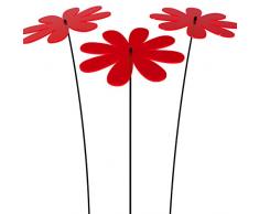 SUNPLAY Sonnenfänger Gänseblümchen in ROT, 3 Stück zu je 20 cm Durchmesser im Set + 70 cm Schwingstäbe
