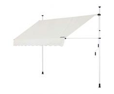 Detex Klemmmarkise 300cm x 180cm Beige mit Handkurbel Balkonmarkise UV-beständig höhenverstellbar wasserabweisend