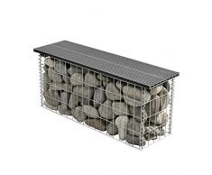 [pro.tec] WPC Gabionenbank Witterungsbeständig Gartenbank 100x45x30cm Grau Gabione Sitzbank Bank