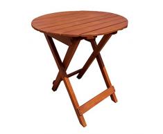 Spetebo Eukalyptus Gartentisch rund - 50x45 cm - Holz Biergartentisch Balkon Tisch Klapptisch Bistrotisch