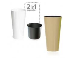 Pflanztopf Blumentopf Pflanzkübel Blumenkübel Rund Hochglanz mit Einsatz 3 Größen und Farben NEU Übertopf Glänzend (76cm Weiß)