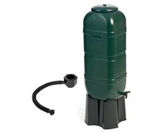 Set - Schmale Regentonne mit Wasserhahn und Füllautomat - 100 l