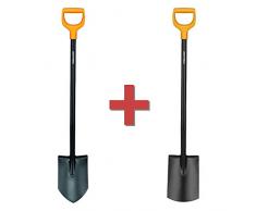 Fiskars Gartenarbeits-Set: Solid Spaten spitz und Solid Spaten rund im Vorteilspaket