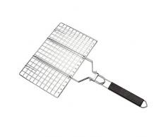 CHEYAL Camping Grillkorb, Faltbare Grillklammer Portable Roast Rack Für Fischgemüse Steak Shrimps Abnehmbarer Holzgriff, 50 * 32 * 2Cm