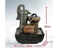 LSLMCS Wasserfall-Wasser-Brunnen-Skulptur Beleuchtet LED-Kristall Indoor Tisch Schreibtisch Top Indoor Brunnen-Wasser-Eigenschaft Feng Shui Kugel Wasser Self-Contained For Das Haus Oder Garten, Terras
