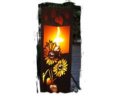 Feuersäule Sonnenblume Edelrost Rost Metall Gartendeko Garten Stele Fackel Feuer Säule