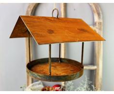 Metall Futterhaus zum Hängen aufhängen rost-Finish Vogelfutterhaus Vogelhaus Vogelhäuschen edel Futterstation Vögel Vogelstation braun stabil zeitlos wetterfest Metalldeko Frühlingsdeko back2season