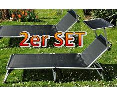 Liege, 2 x Klappliege, groß, bequem, stabil, 6-fach-verstellbare PREMIUM Sonnenliegen mit Sonnendach, 2x Strandliege, 2x Gartenliege mit Dach, extrem wetterfest, klappbar, tragbar, seewasserfest, große Liegefläche ca. 195 x