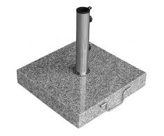 anndora Granit Sonnenschirmständer 40kg rollbar 45x45cm Adapter 48, 38mm - hellgrau poliert