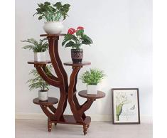 ANXWA Blumenständer Blumentreppe Blumenpodest Blumenhocker Pflanzen Blumen Deko Treppe Holz Massivholz Suar Mit 5 Ablagen,C