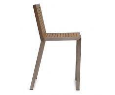 Teako Design Barstuhl Barhocker Fedaia Edelstahl Teak stapelbar Hochstuhl wetterfest unbehandeltes massivholz Teakholz