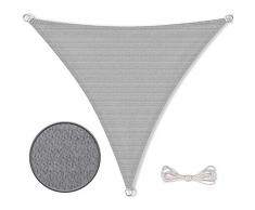 CelinaSun Sonnensegel inkl Befestigungsseile HDPE wetterbeständig atmungsaktiv Dreieck 4 x 4 x 4 m hell grau