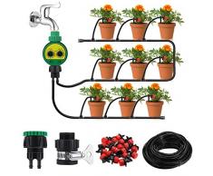king do way Garten Bewässerungssystem Kit mit Timer System, 25m DIY Bewässerungs Tropfbewässerung Schlauch Timer Wasserspender Automatische, geeignet für Terrassen, Gewächshäuser, Gärten, Rasen