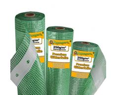 Reißfeste Gewächshaus-Folie Gitterfolie mit Nagelrand von Aquagart I UV-Stabile Folie für Tomatenhaus Frühbeetfolie I Gewebefolie Gartenfolie Grün 250g (6m, grün/transparent 2,0m breit)