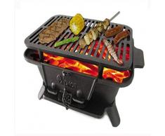 REWD Tragbarer Grill Gusseisengrill Hochleistungsgrill im Parkstil Großer Holzkohlegrill Geeignet für Camping Picknick Angeln Wandergarten