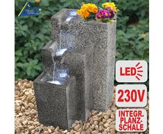 AMUR Gartenbrunnen Brunnen Zierbrunnen Zimmerbrunnen Brunnen GRANITWAND-Kaskade mit LED-Licht 230V Wasserfall Wasserspiel für Garten, Gartenteich, Terrasse, Teich, Balkon Sehr Dekorativ