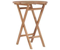 vidaXL Teak Massiv Gartentisch Klappbar Holztisch Klapptisch Balkontisch Esstisch Gartenmöbel Teaktisch Terrassentisch Bistrotisch 60cm