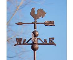 Antikas - Wetterhahn, Wetterfahne, Gusseisen mit Standfuss, Windspiel für Dach und Mauer