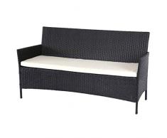 Mendler 3-Sitzer Poly-Rattan Gartenbank Halden, Sitzbank ~ anthrazit, Kissen Creme