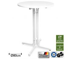 Beautissu Gastro Stehtisch klappbar Ø 80 cm Sylt Outdoor Bistrotisch rund Weiß – Wetterbeständiger Klapptisch Gastroqualität - Made in Germany & Hitzebeständig