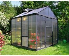 Palram Glory Gewächshaus - 10 mm Polycarbonat & extra dicker Aluminiumrahmen - Die solide Wahl des Gärtners, grau, 244.5 x 244.5 x 268.5 cm