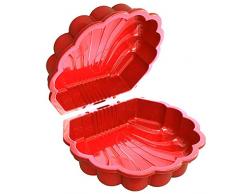 TikTakToo Sand & und Wassermuschel I Sandkasten mit Abdeckung (2-teilig) I (rot)