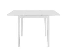 Tidyard Ausziehbarer Esstisch Küchen-Tisch, Balkon-Tisch, Garten-Tisch | Ausziehbarer Teak-Tisch, Esstisch für draußen,Abmessungen: (80-120) x 80 x 74 cm (L x B x H),Weiß