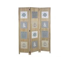 Homestyle4u 1820, Paravent Raumteiler 3 teilig, Design Maritim, Holz Natur
