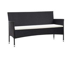 vidaXL Gartensofa 3-Sitzer mit Auflagen Loungesofa Rattansofa Couch Gartenmöbel Sofa Gartenbank Sitzbank Bank Lounge Schwarz Poly Rattan