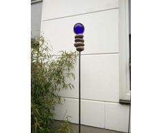 Zen Man Edelrost GartenStecker GartenGlaskugel Glasdeko Rost Gartenfigure Beetstecker Dunkelblau 115 * 6 * 6cm 101555