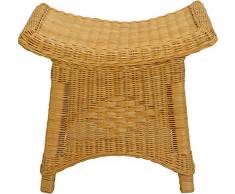 Fußhocker mit geschwungener Ablage, Stabiler Sitzhocker / Schemel / Hocker aus echtem Rattan (Honig)