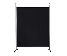 QUICK STAR Paravent 150 x 190 cm Stoff Raumteiler Groß Garten Stellwand Trennwand Balkon Sichtschutz Schwarz