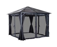 Outsunny Pavillon Gartenpavillon Partyzelt mit Seitenteilen PC Dach Alu 300x300x265cm