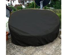 Sonneninsel Schutzhülle Rund 200cm Schwarz Premium WASSERDICHT Liegeinsel Liege Abdeckplane Abdeckung Plane Rattan Garten Möbel Haube Hülle