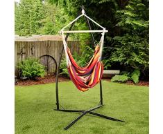 Ultranatura Hängesessel mit Querstrebe, Hängestuhl aus der Bali-Serie, bis 150 kg belastbar – XL Hängesitz für 2 Personen, für Garten, Terrasse und Haus, Stuhl zum Aufhängen, Regenbogen