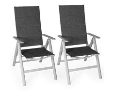 Vanage VG-5296 gepolsterter Gartenstuhl Melange Grauer Rahmen-Klappstuhl im 2er Set-Hochlehner-Klappsessel-Gartenmöbel-Stuhl für Garten, Terrasse und Balkon geeignet, Maße: ca. 68 x 57 x 110 cm