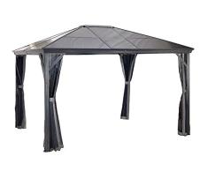 Sojag Aluminium Pavillon Überdachung Gazebo Verona 10x14 mit Doppelstegplatten inkl. Moskitonetz // 298x423 cm (BxT) // Gartenlaube mit Doppelstegdach