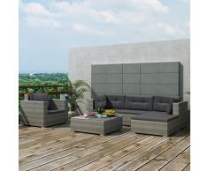 vidaXL Gartenmöbel 17-TLG. Poly Rattan Lounge Sofa Sitzgruppe Gartengarnitur