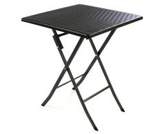 Nexos Tisch in Rattan-Optik Balkontisch Gartentisch Klapptisch schwarz 61 x 61 x 75 cm eckig Campingtisch Kunststoff robust stabil wetterfest pflegeleicht klappbar