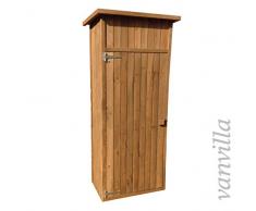 vanvilla Geräteschuppen Holz Flachdach Braun lasiert Gerätehaus Gartenschrank